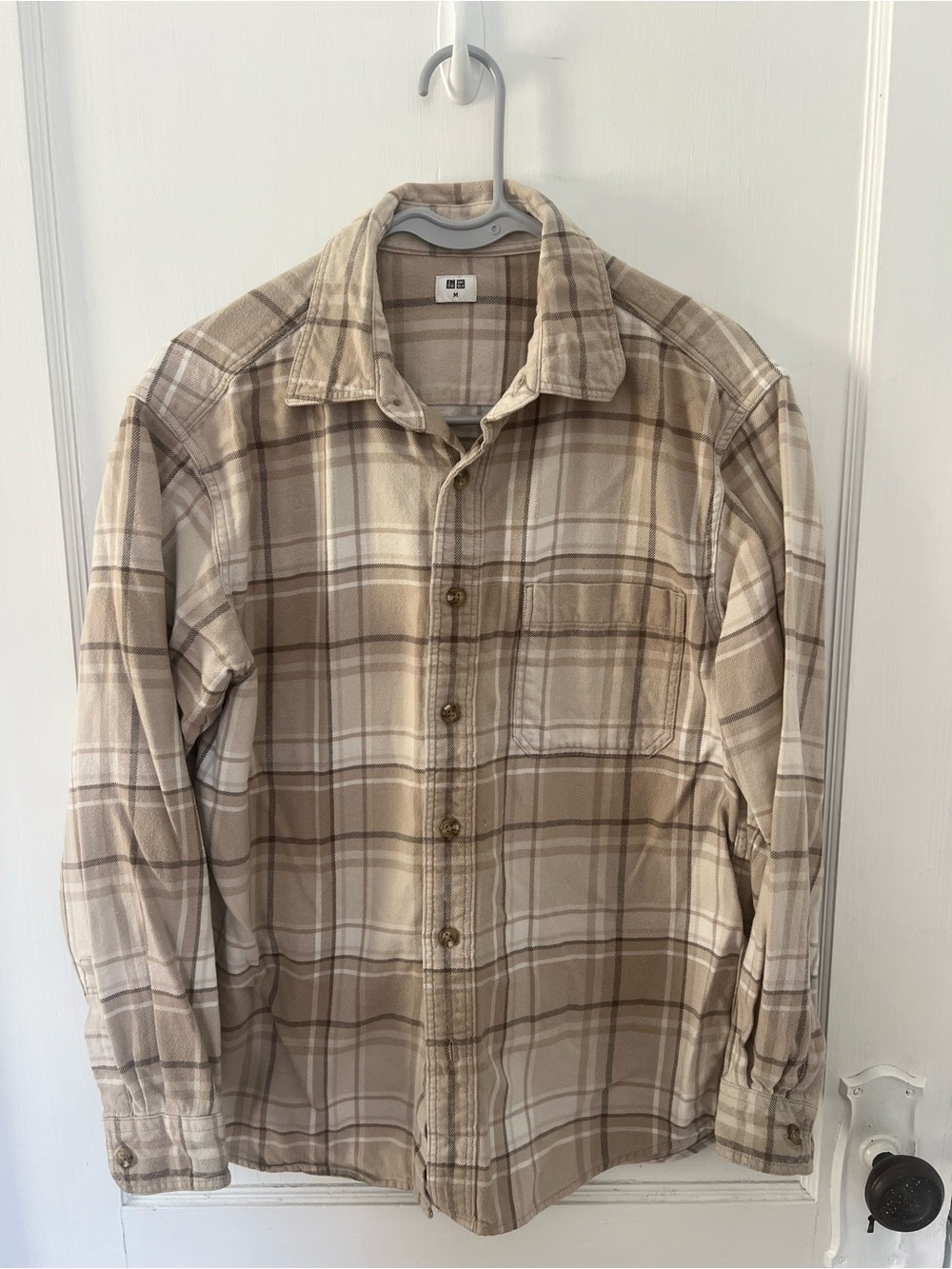 Uniqlo - Flannel Plaid Shirt - Nude and Cream